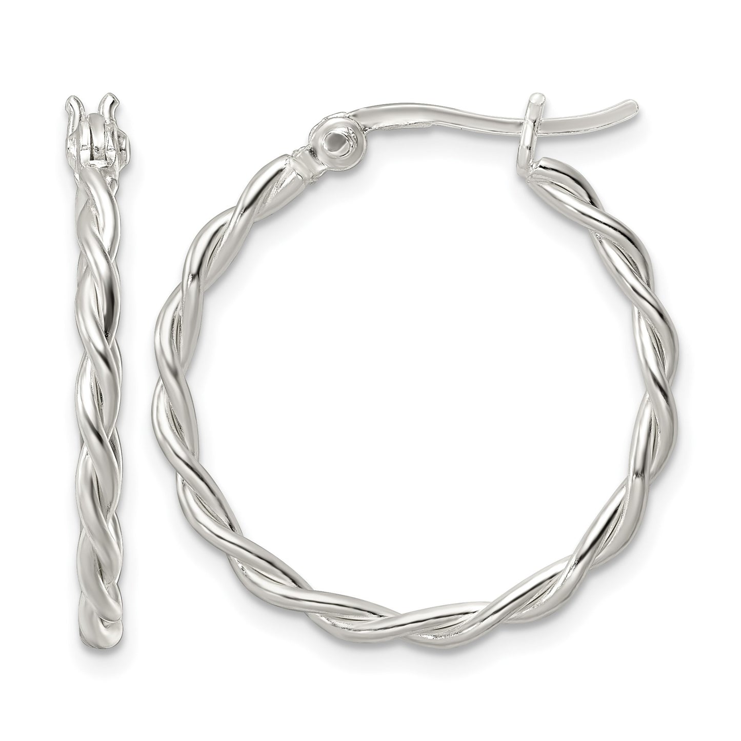 Sterling Silver Polished Twisted Hoop Earrings