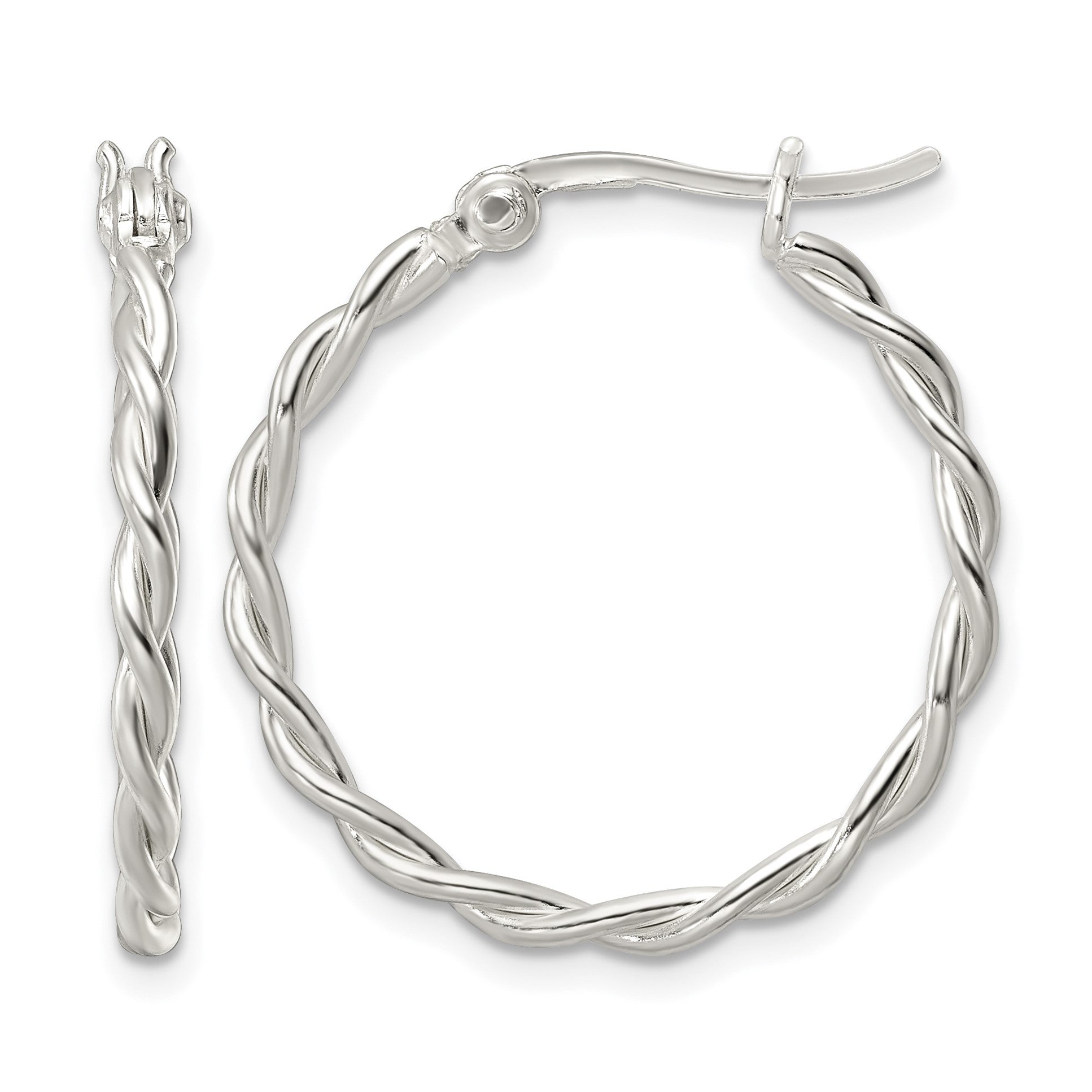 Sterling Silver Polished Twisted Hoop Earrings