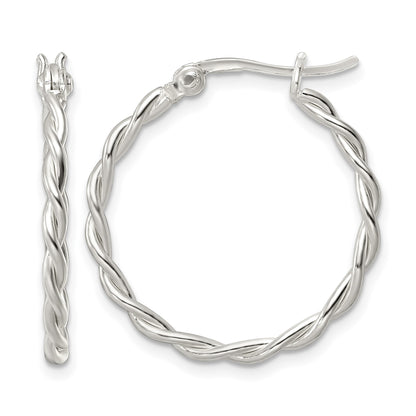 Sterling Silver Polished Twisted Hoop Earrings