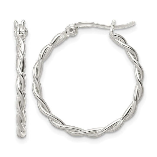Sterling Silver Polished Twisted Hoop Earrings