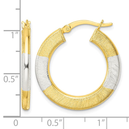 Sterling Silver and Gold-tone Brushed Flat Circle Hoop Earrings