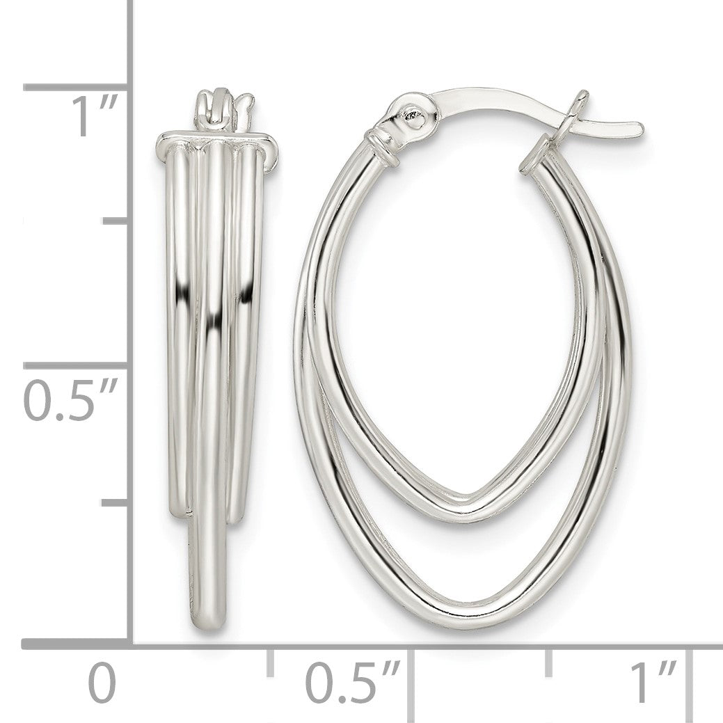 Sterling Silver Polished Triple Oval Hoop Earrings