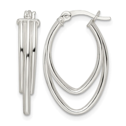 Sterling Silver Polished Triple Oval Hoop Earrings