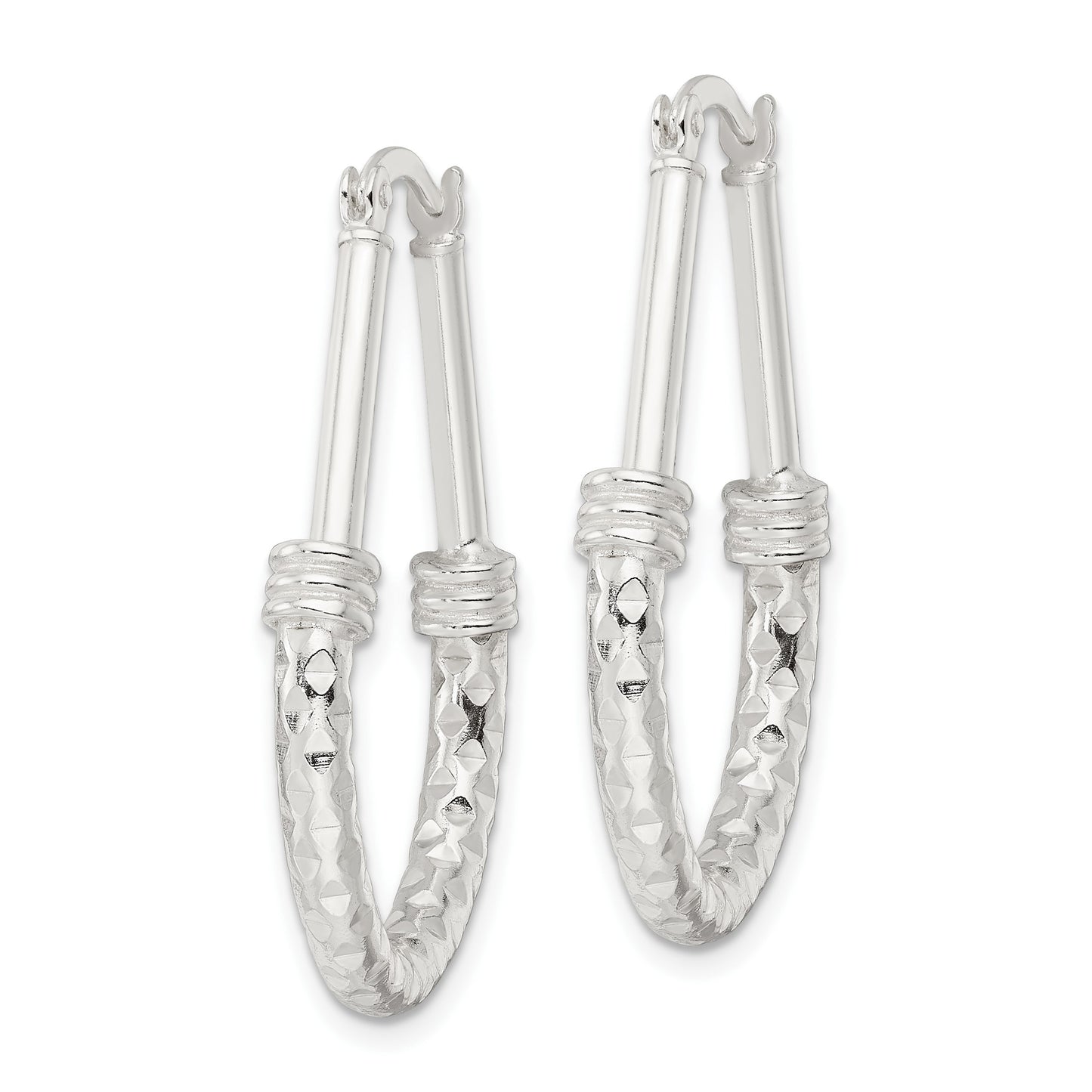Sterling Silver Polished Fancy Oval Hoop Earrings