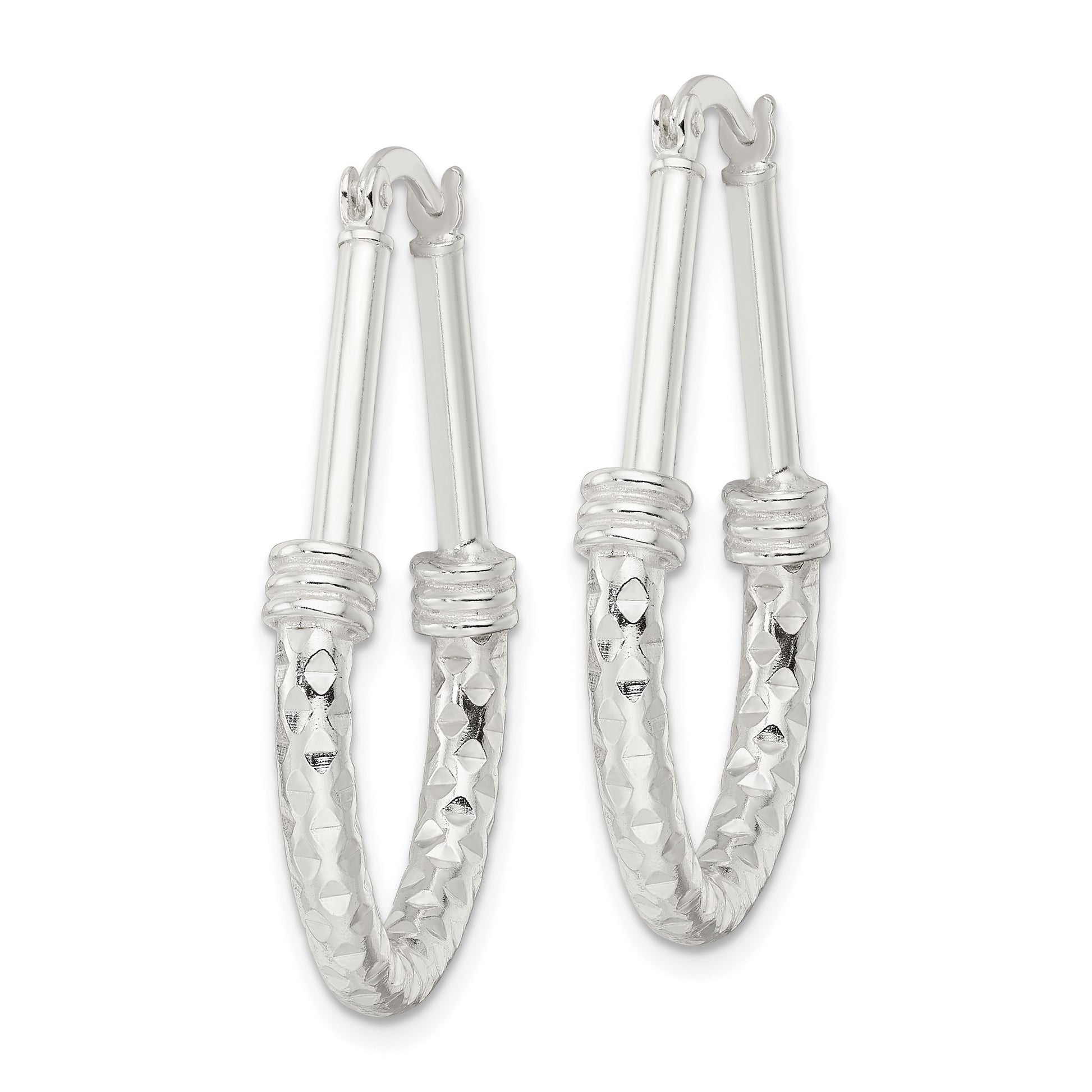 Sterling Silver Polished Fancy Oval Hoop Earrings