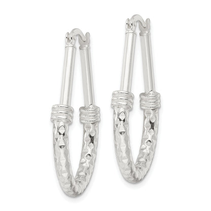 Sterling Silver Polished Fancy Oval Hoop Earrings