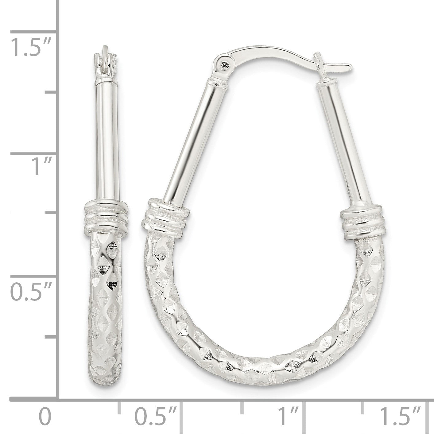 Sterling Silver Polished Fancy Oval Hoop Earrings