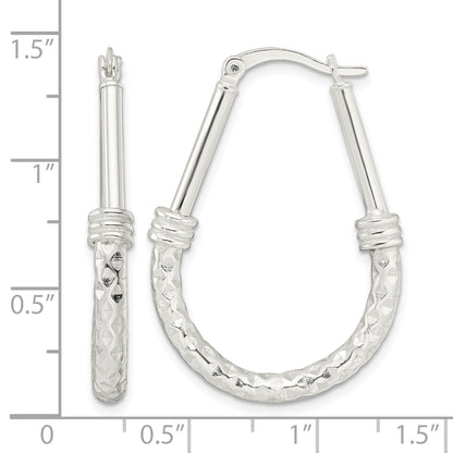 Sterling Silver Polished Fancy Oval Hoop Earrings