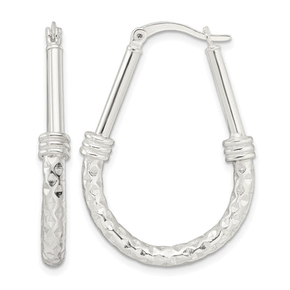 Sterling Silver Polished Fancy Oval Hoop Earrings