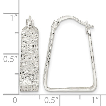Sterling Silver Rhod-pltd Polished/Textured 5.5mm Square Hoop Earrings