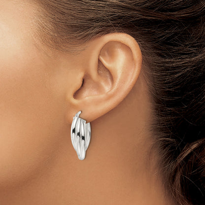 Sterling Silver Polished Triple Twisted Oval Hoop Earrings