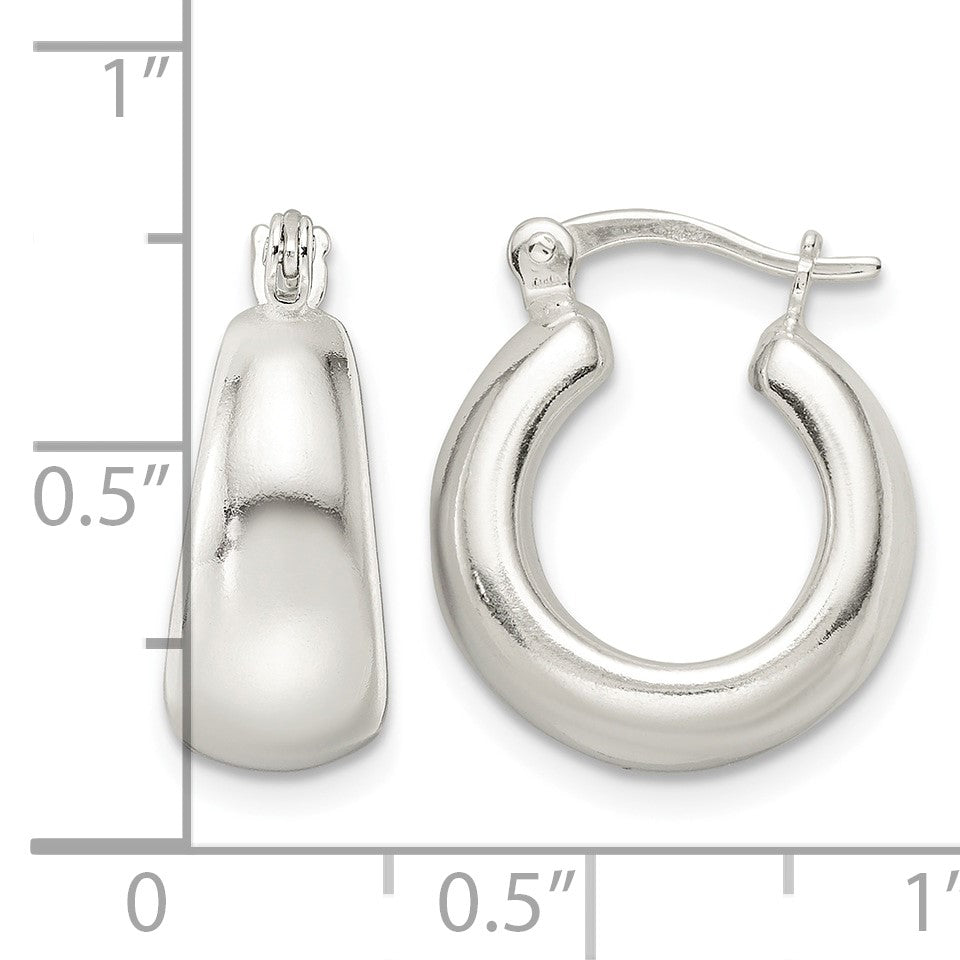 Sterling Silver Polished & Tapered Round Hoop Earrings