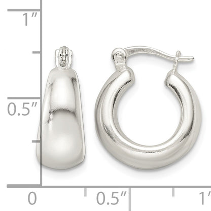 Sterling Silver Polished & Tapered Round Hoop Earrings