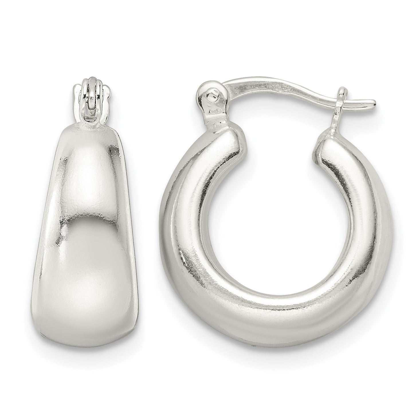 Sterling Silver Polished & Tapered Round Hoop Earrings