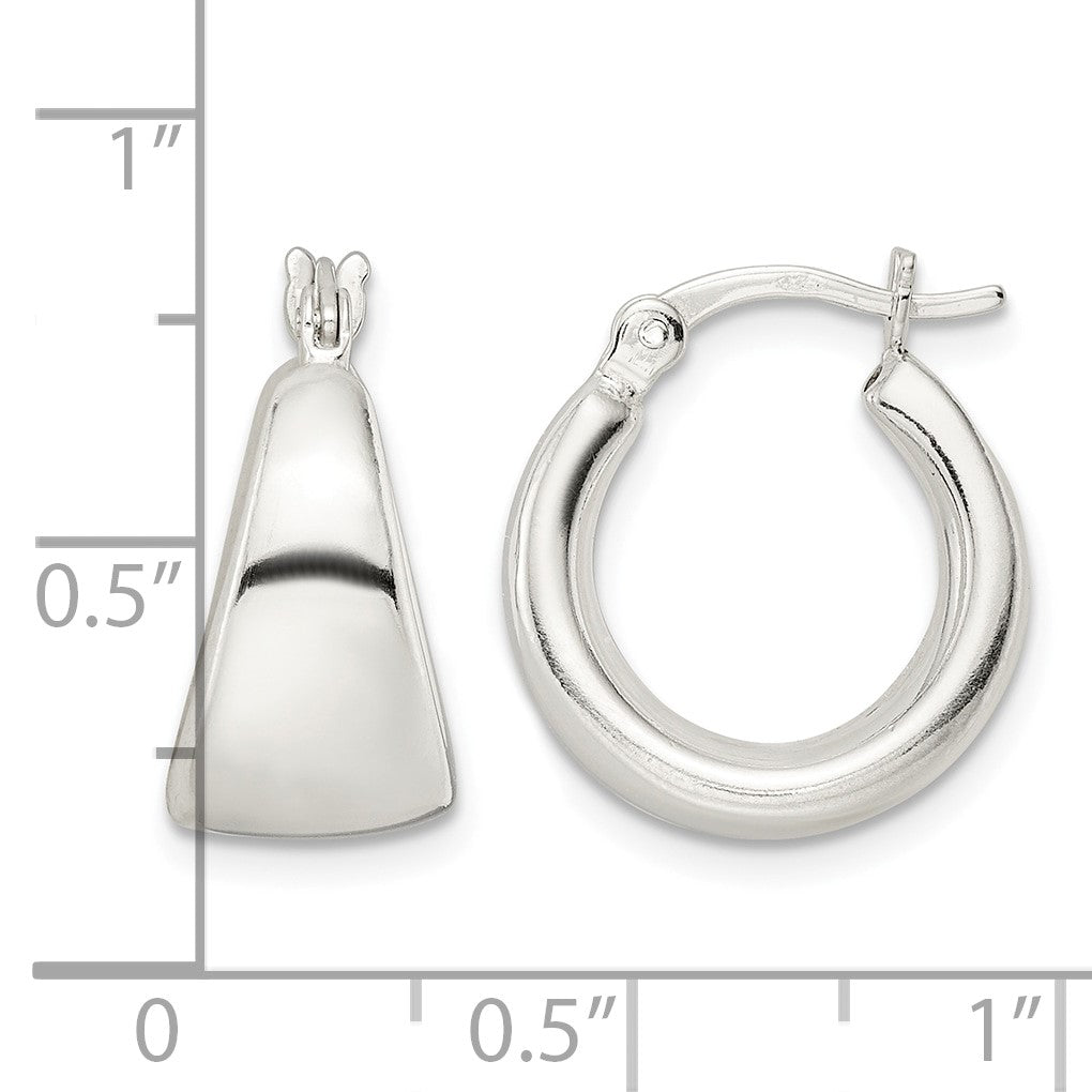 Sterling Silver Polished & Tapered Round Hoop Earrings