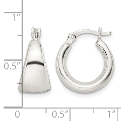 Sterling Silver Polished & Tapered Round Hoop Earrings