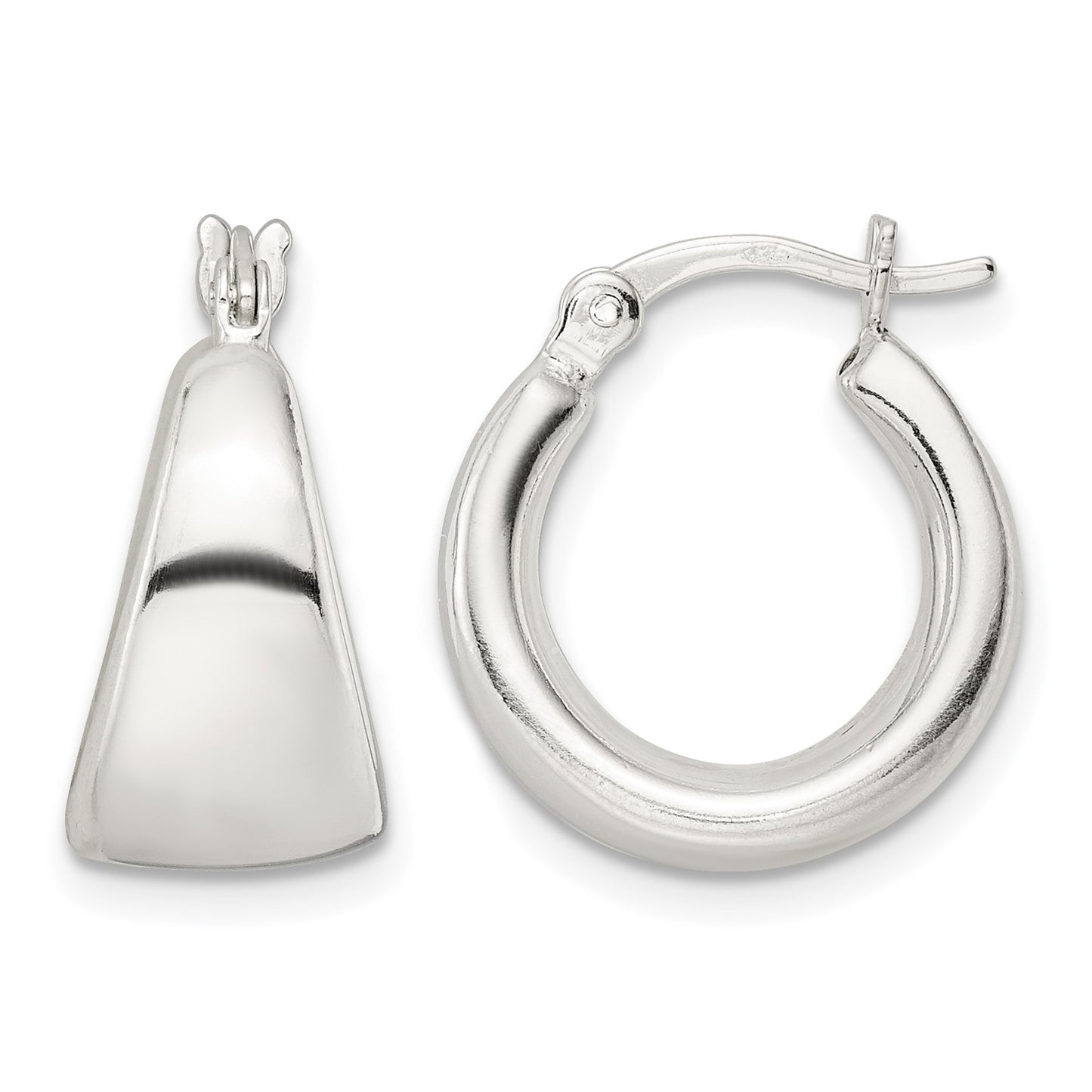 Sterling Silver Polished & Tapered Round Hoop Earrings