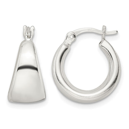 Sterling Silver Polished & Tapered Round Hoop Earrings