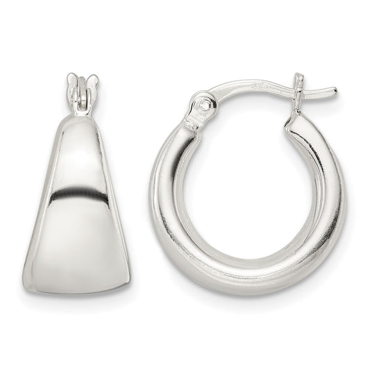 Sterling Silver Polished & Tapered Round Hoop Earrings