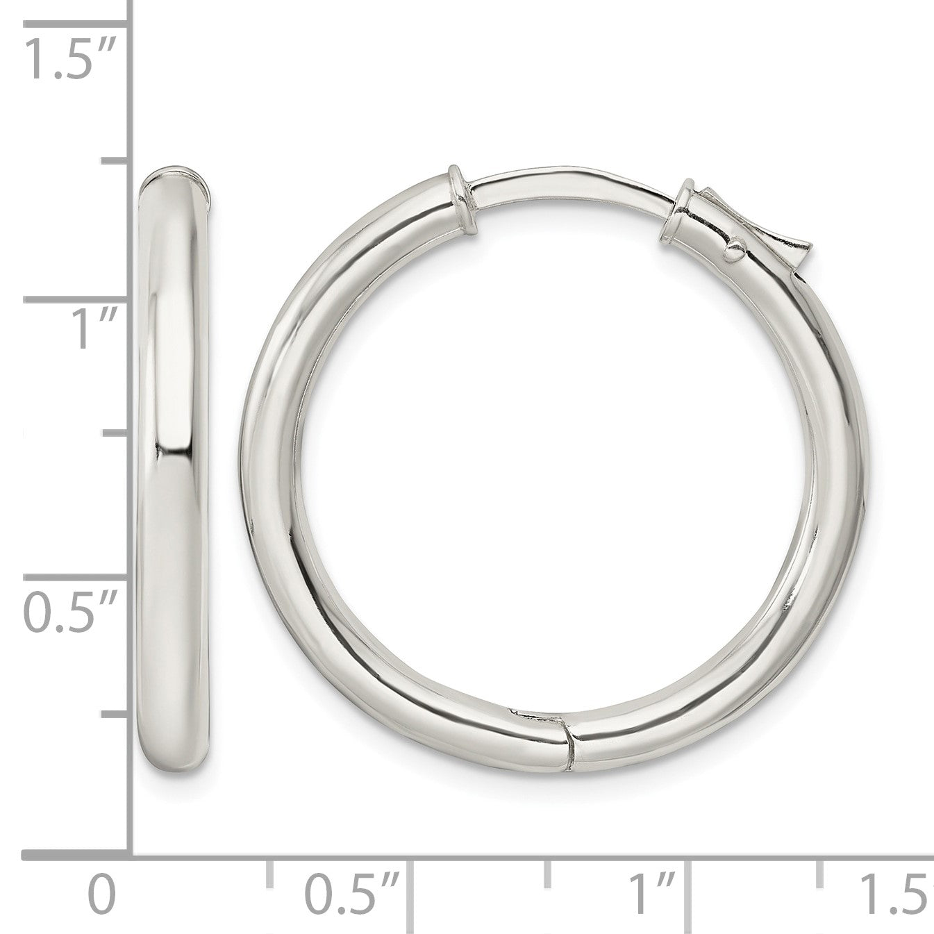 Sterling Silver Polished 3x28mm Hinged Tube Hoop Earrings