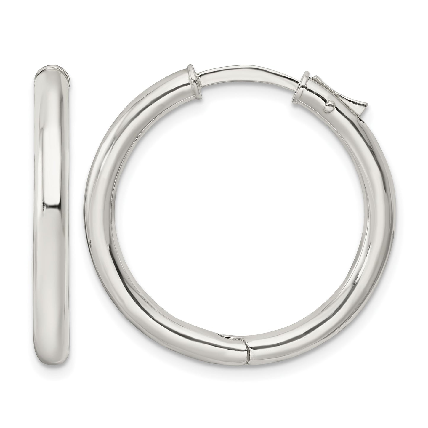 Sterling Silver Polished 3x28mm Hinged Tube Hoop Earrings