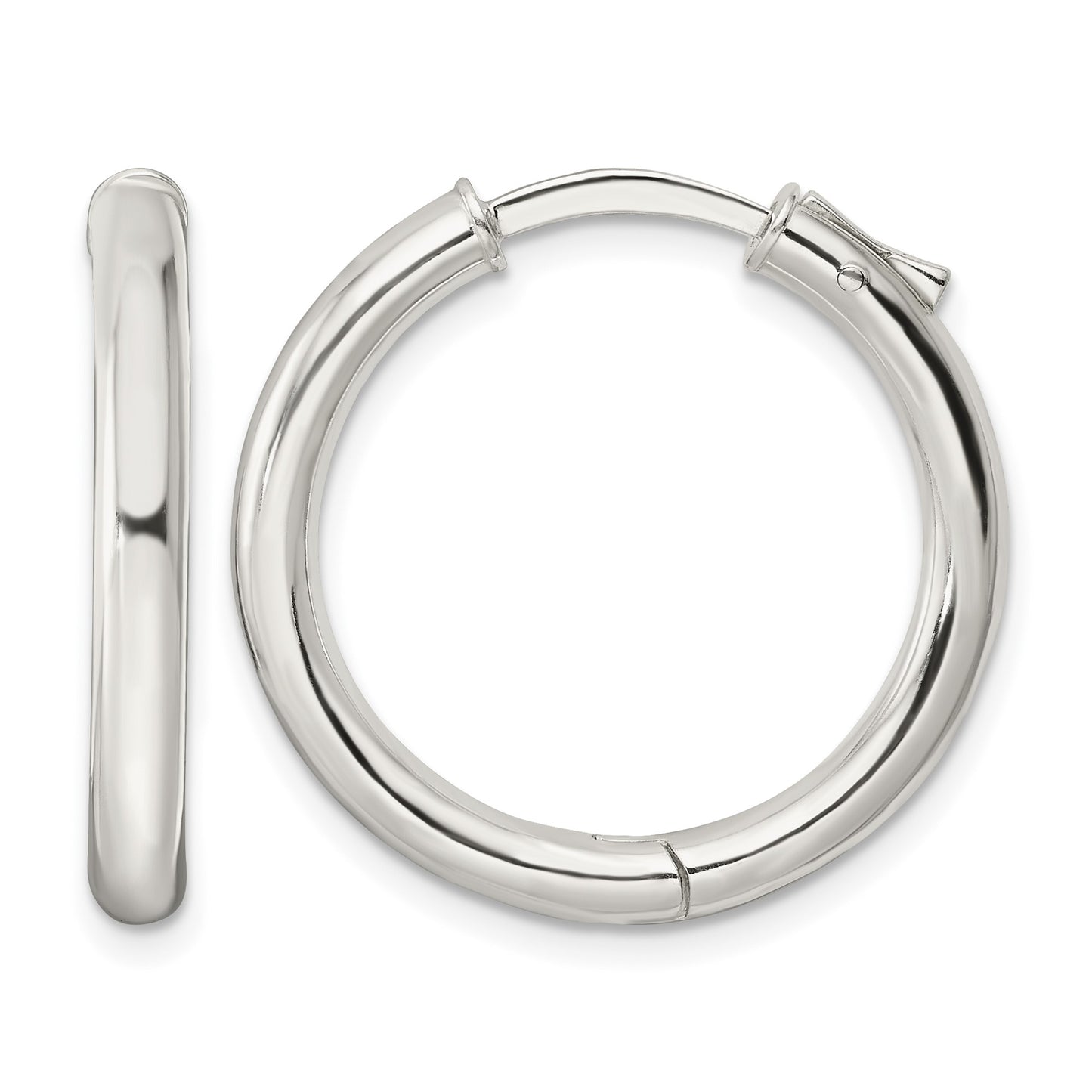 Sterling Silver Polished 3x25mm Hinged Tube Hoop Earrings