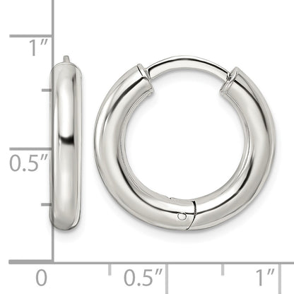 Sterling Silver Polished Hinged Circle Hoop Earrings