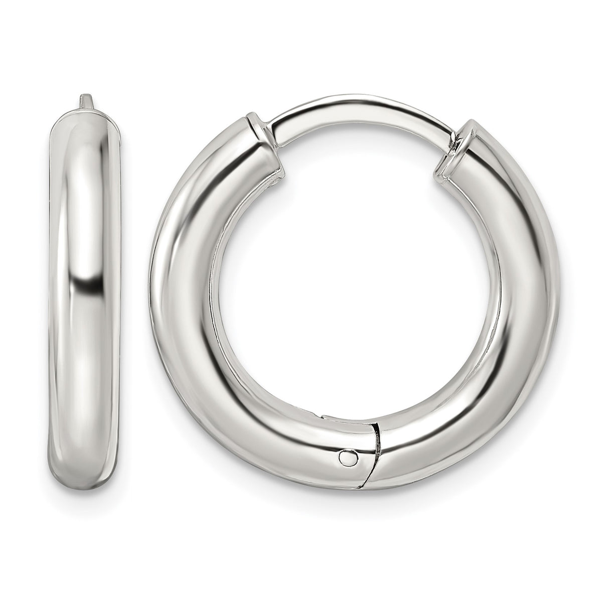 Sterling Silver Polished Hinged Circle Hoop Earrings
