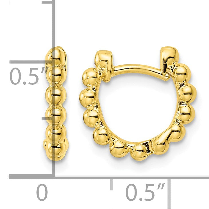 Sterling Silver Gold-tone Polished Beaded Hoop Earrings