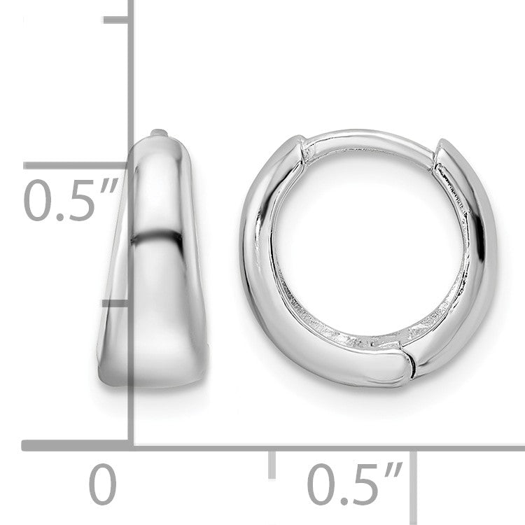Sterling Silver Rhodium-plated Polished Hinged Hoop Earrings