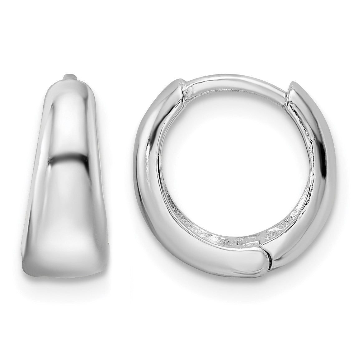 Sterling Silver Rhodium-plated Polished Hinged Hoop Earrings