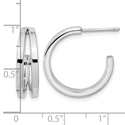Sterling Silver Rhodium Plated Split Design Hoop Post Earrings