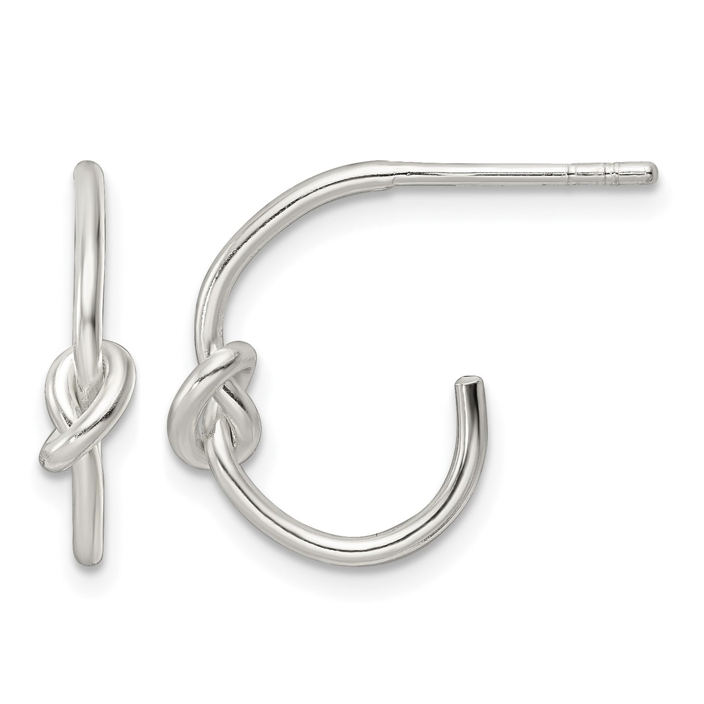 Sterling Silver Polished Knotted Hoop Earrings