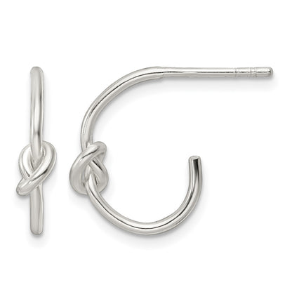 Sterling Silver Polished Knotted Hoop Earrings