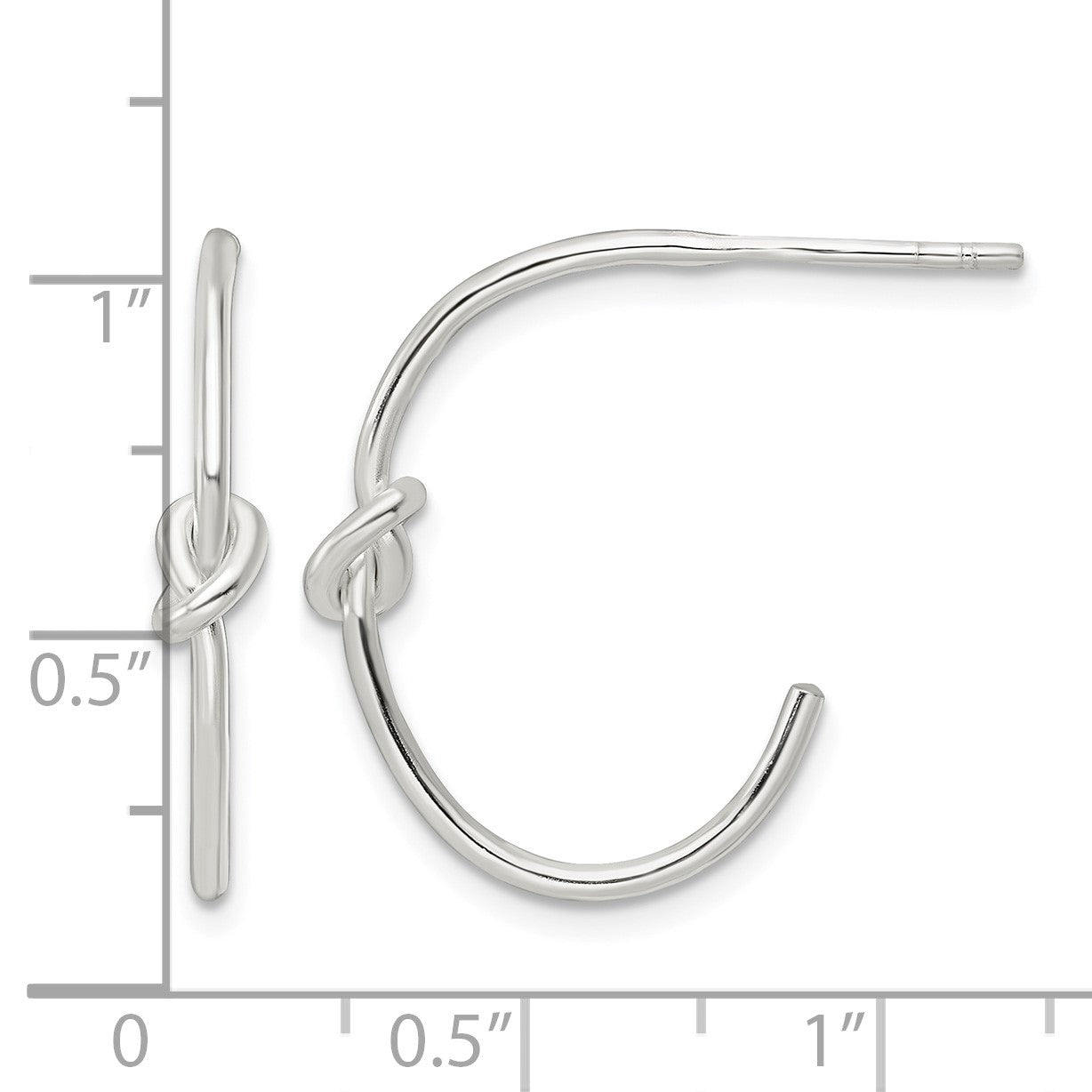 Sterling Silver Polished Knot Post Hoop Earrings