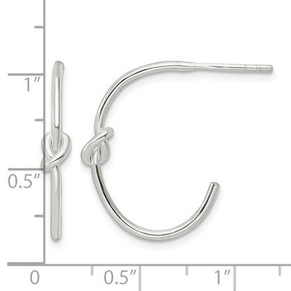 Sterling Silver Polished Knot Post Hoop Earrings