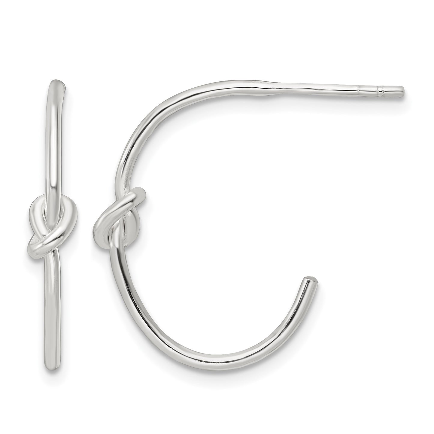 Sterling Silver Polished Knot Post Hoop Earrings