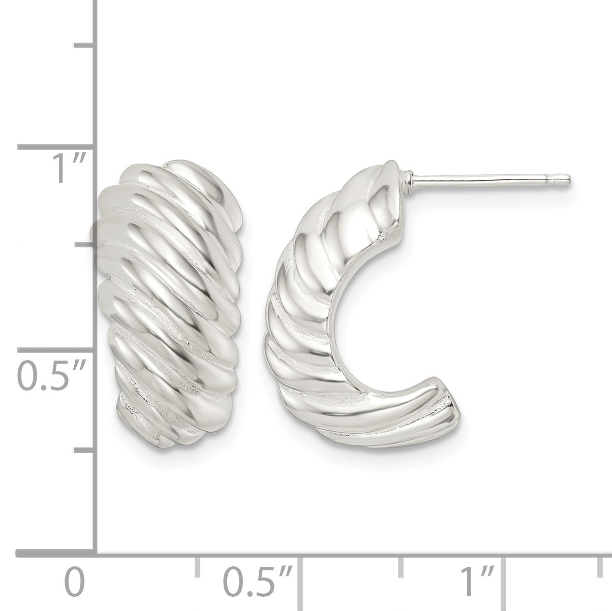 Sterling Silver Polished Hollow J Hoop Post Earrings
