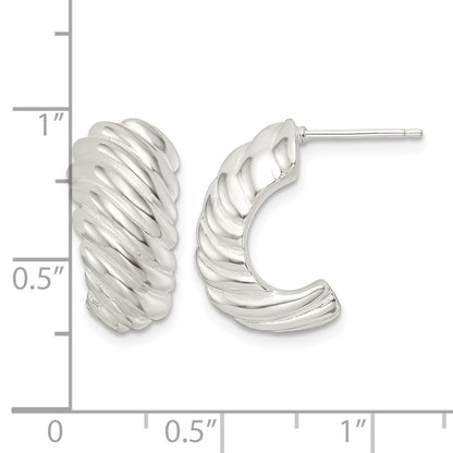 Sterling Silver Polished Hollow J Hoop Post Earrings
