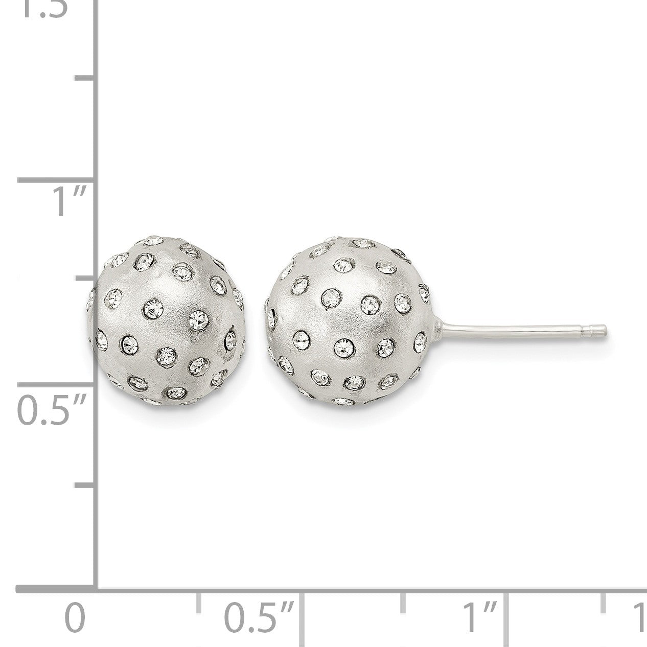 Sterling Silver Satin Crystal Ball Post Earrings