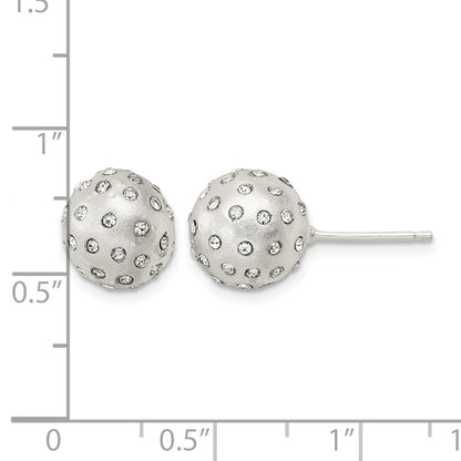 Sterling Silver Satin Crystal Ball Post Earrings