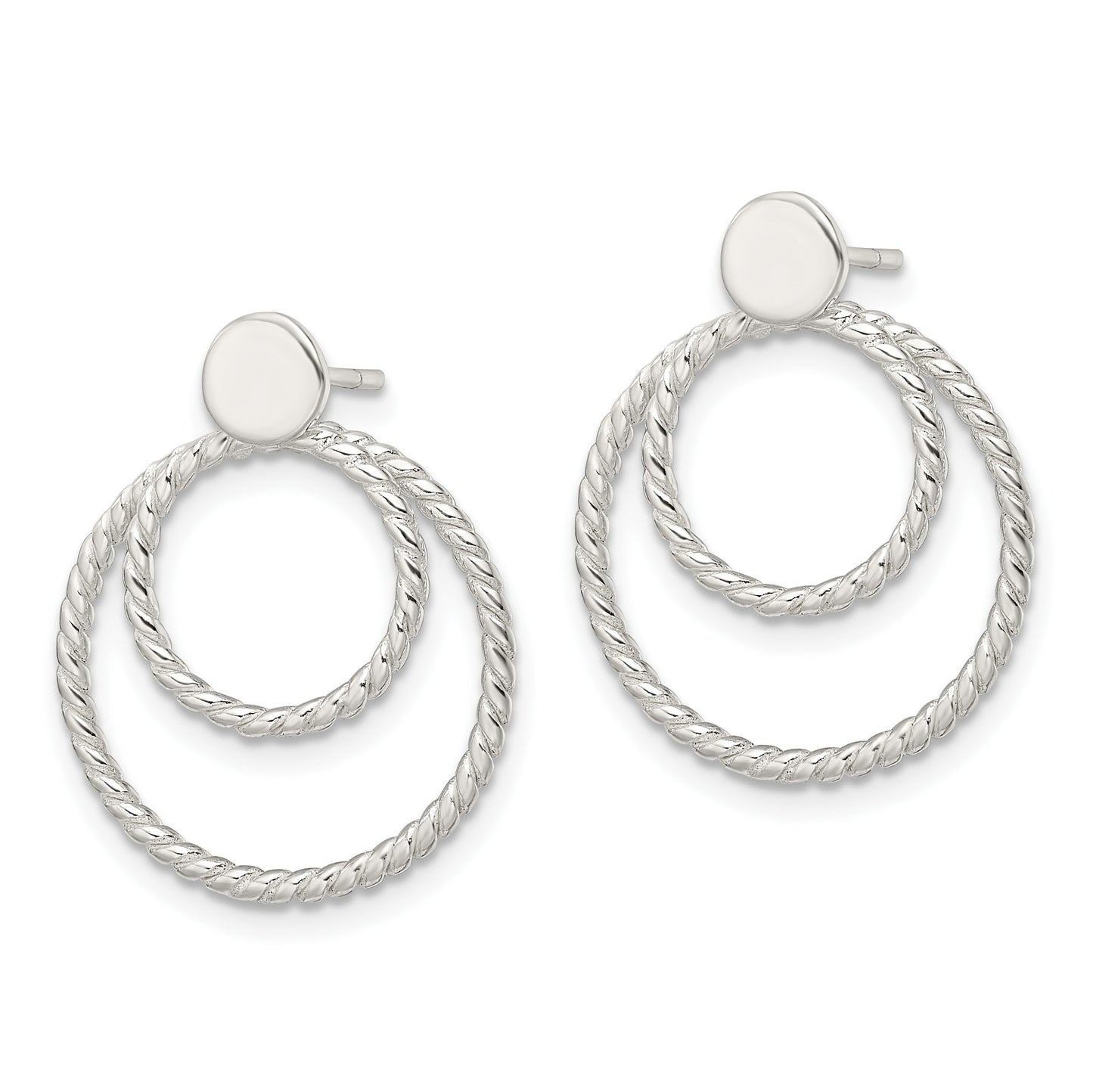Sterling Silver w/2 Circle Jackets Button Post Earrings