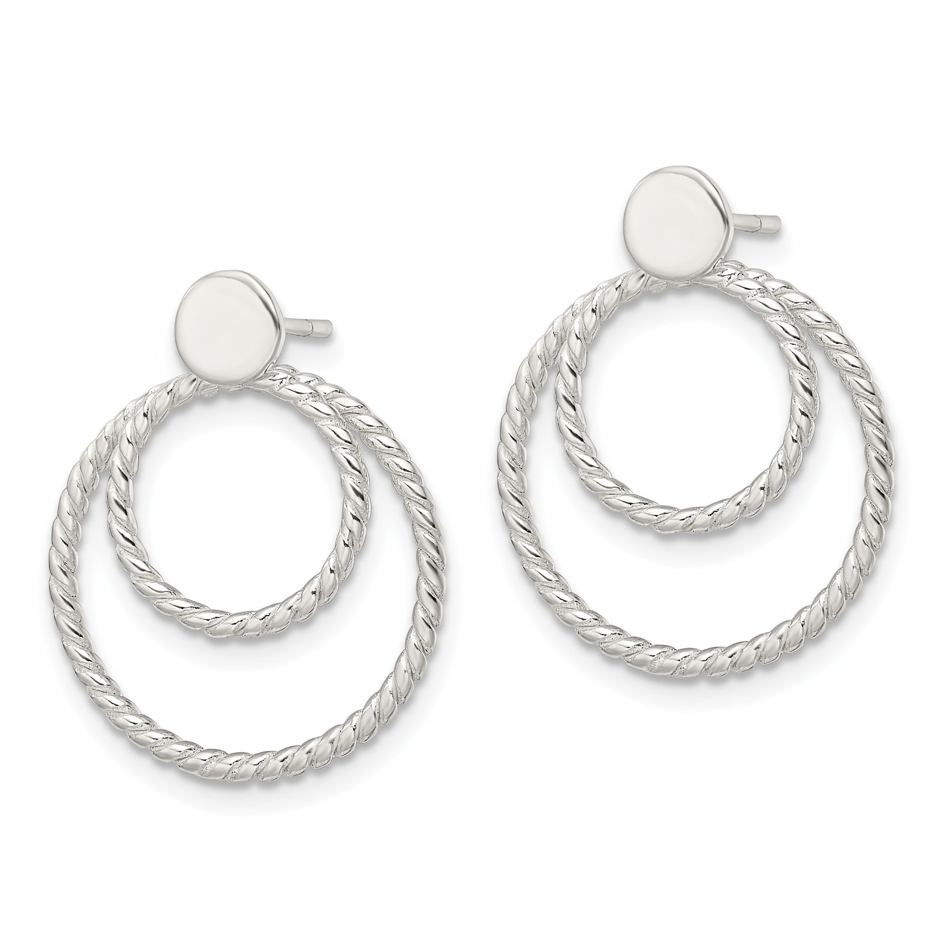 Sterling Silver w/2 Circle Jackets Button Post Earrings