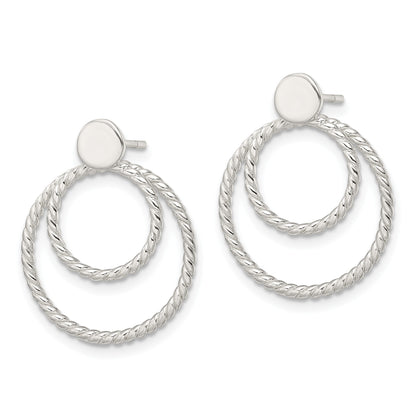 Sterling Silver w/2 Circle Jackets Button Post Earrings
