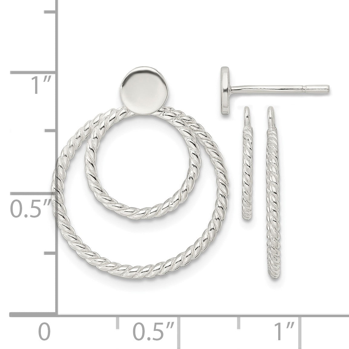 Sterling Silver w/2 Circle Jackets Button Post Earrings