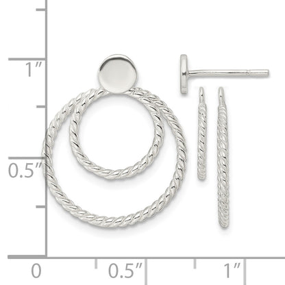 Sterling Silver w/2 Circle Jackets Button Post Earrings