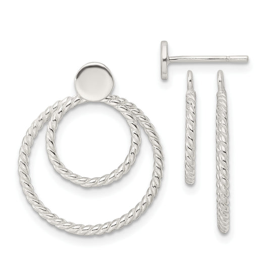Sterling Silver w/2 Circle Jackets Button Post Earrings