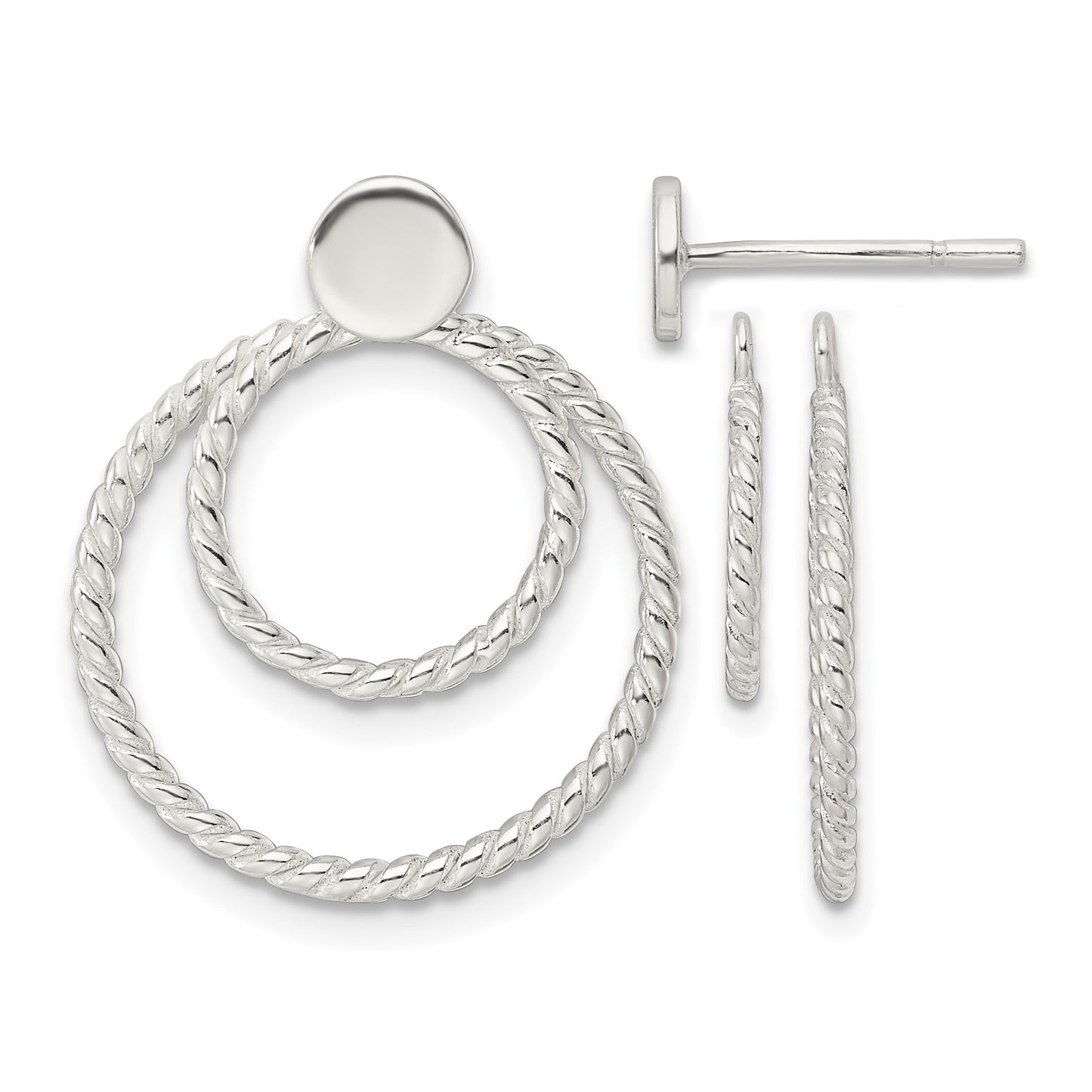 Sterling Silver w/2 Circle Jackets Button Post Earrings