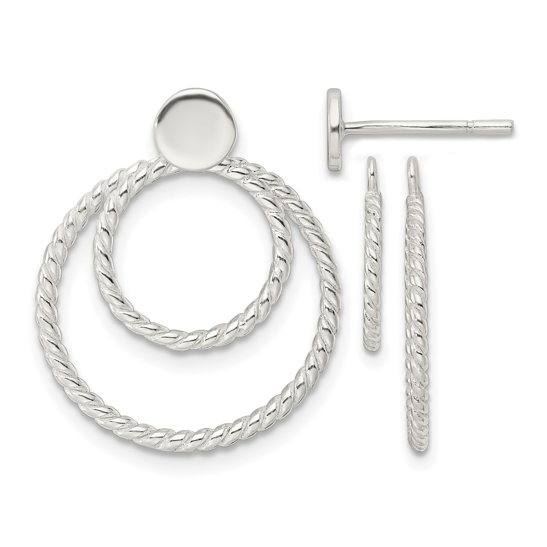 Sterling Silver w/2 Circle Jackets Button Post Earrings