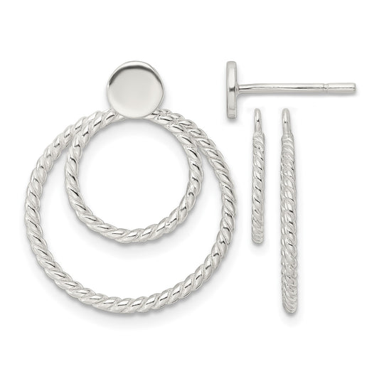Sterling Silver w/2 Circle Jackets Button Post Earrings